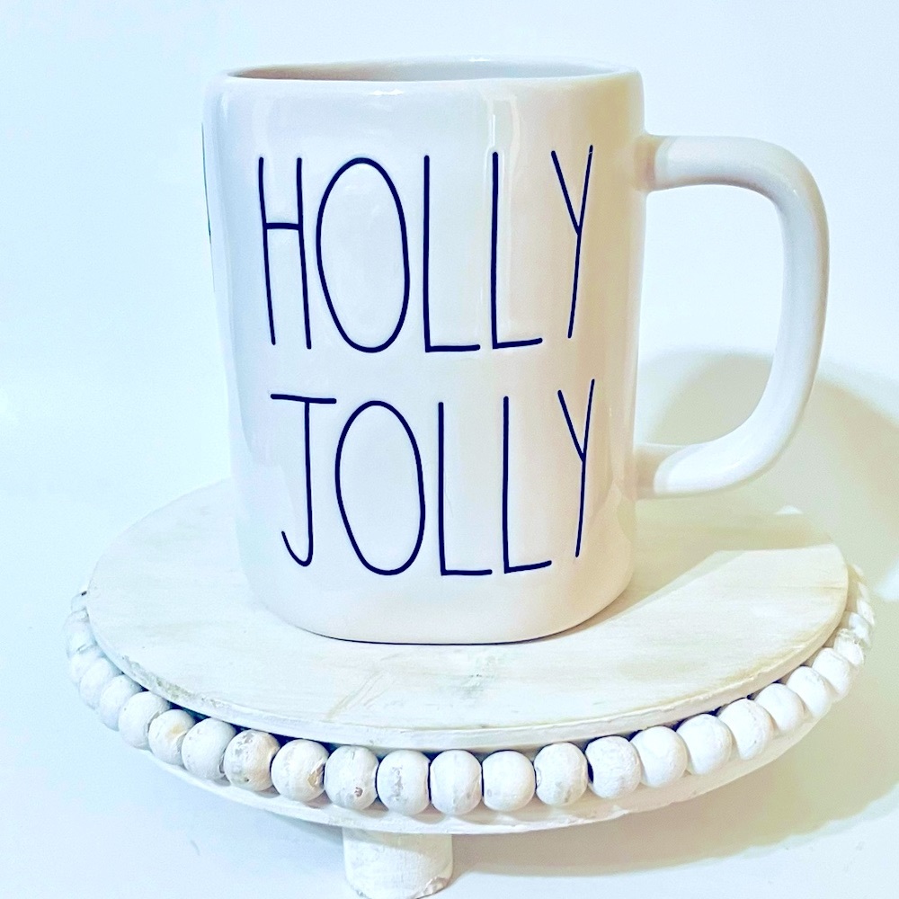 Rae Dunn Christmas “Holly Jolly” double sided Mug